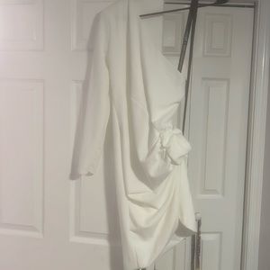 Club London white one shoulder ruched side mini dress